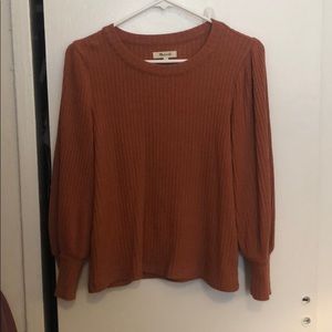 Madewell Brushed Rib Pleat-Sleeve Top